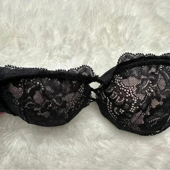 La Senza Strapless Push Up Bra Lace Black  & Cream Size 32C - Picture 16 of 16
